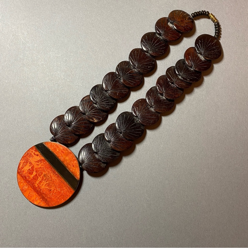 Vintage Apple Sponge Coral Statement Necklace